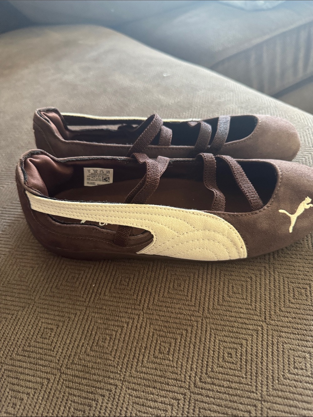 Puma Brown Suede Ballet Flats with Cream Formstrip